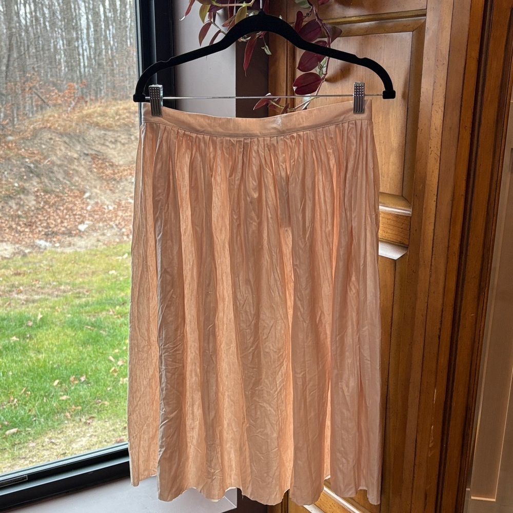 J.Crew pale pink pleated skirt.